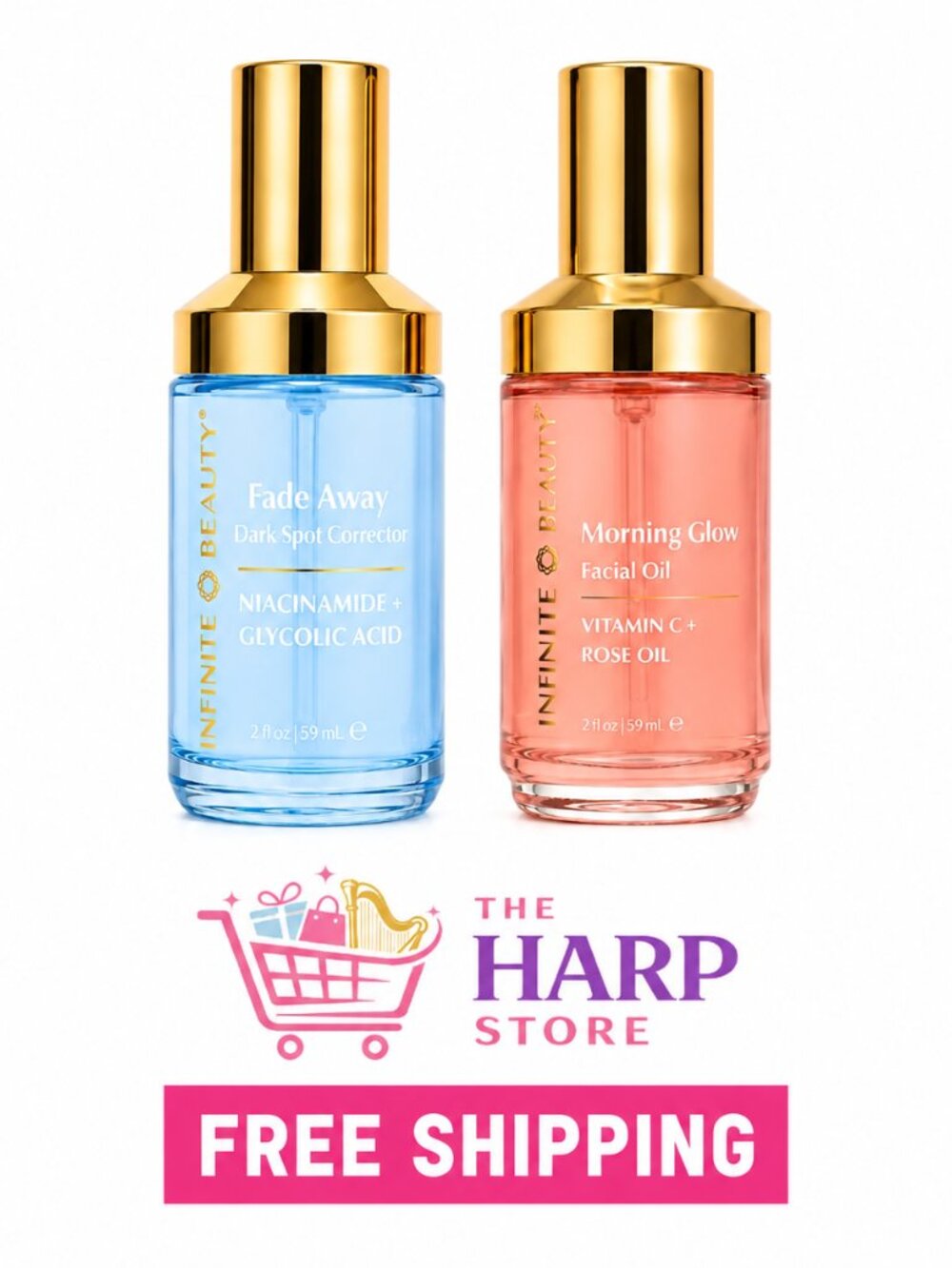Infinite Beauty 2-Piece Facial Skincare Set – Morning Glow Facial Oil + Fade Awa